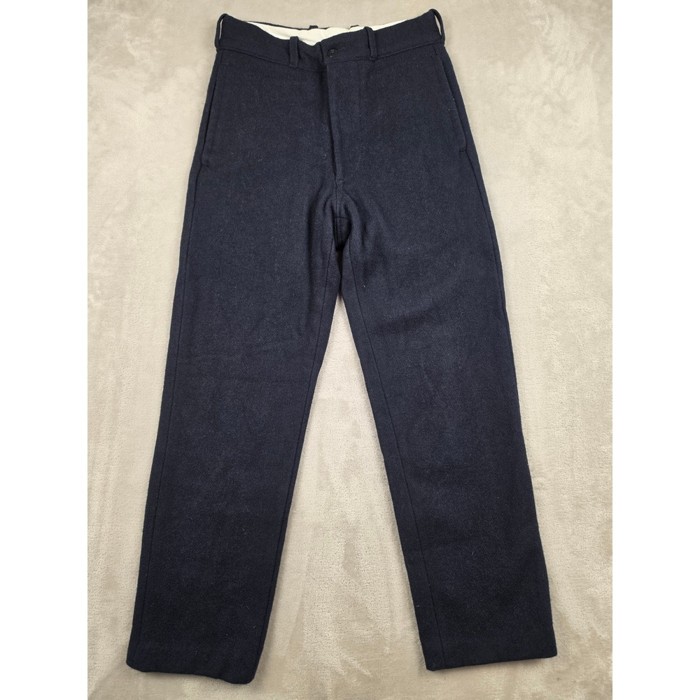 Vintage Johnson Woolen Mills Pants Men 30x34 Fit 28x29 Blue Heavy Wool USA *Read